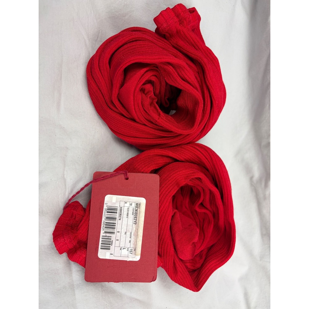 Valentino Red Ribbed Knit Tights Set of 2 Pairs Made in Italy large